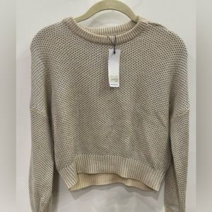 BB Dakota By Steve Madden Heat Is On Cream Silver Metallic Crop Sweater Size XS